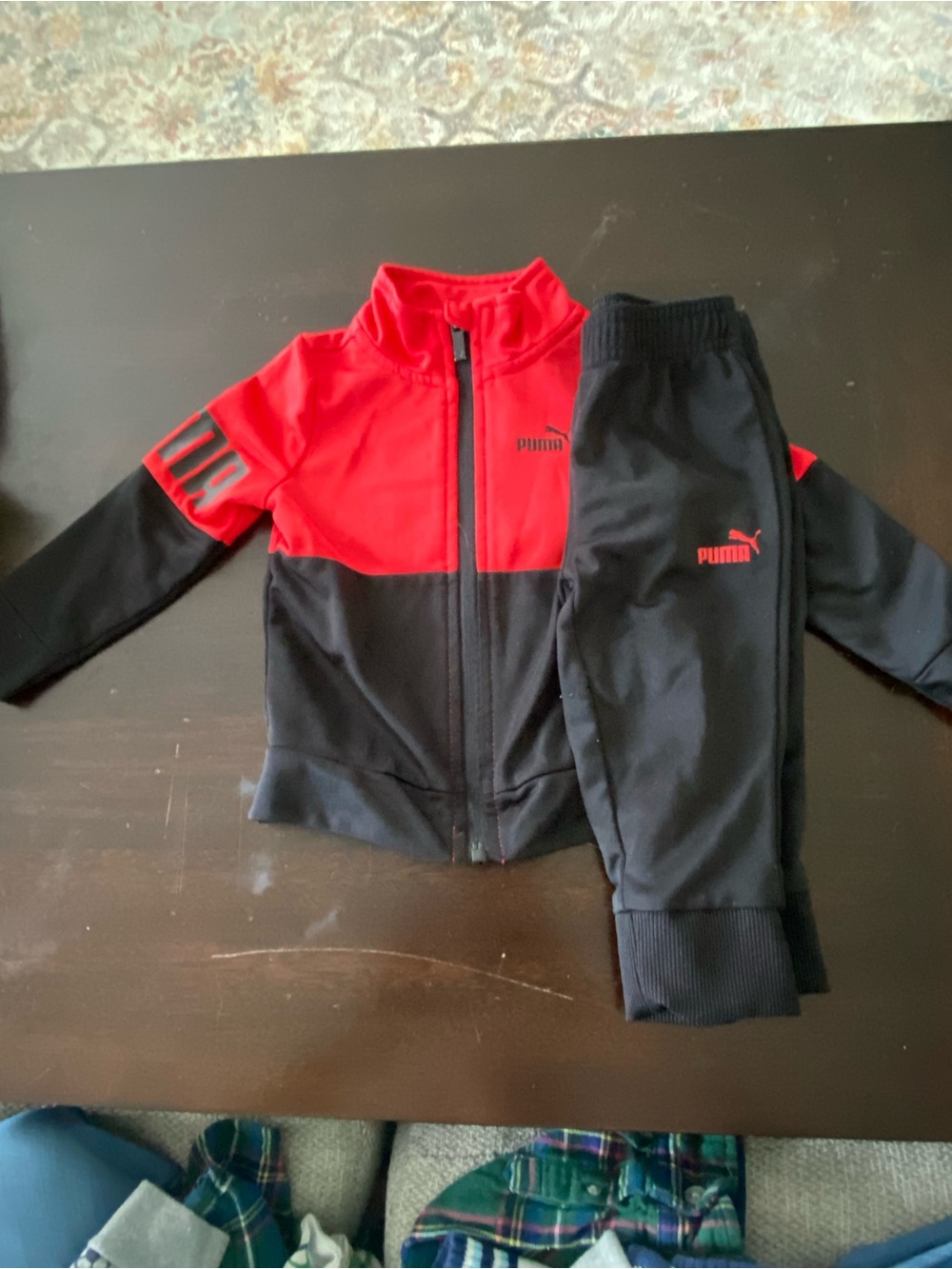 Puma Red and Black Kids' Zip Jacket with Matching Joggers